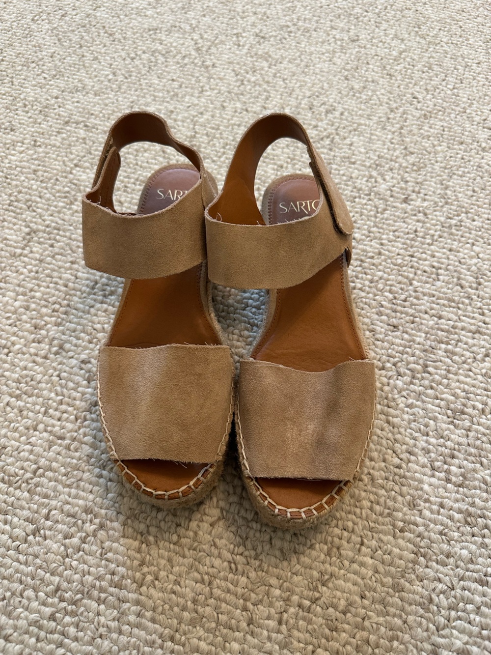 Franco Sarto Tan Suede Espadrille Wedge Sandals